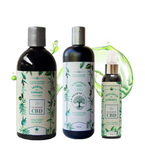 kit anticaida cabello seco cbd shampoo cannabis argan + acondicionador + tonico matices