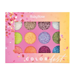 glitter paleta 12 tonos color fest ruby rose 10.2 gr matices cosmetics