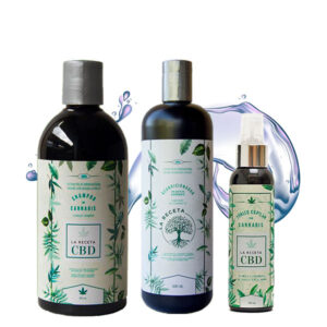kit anticaida cabello graso cbd shampoo cannabis romero + acondicionador + tonico matices