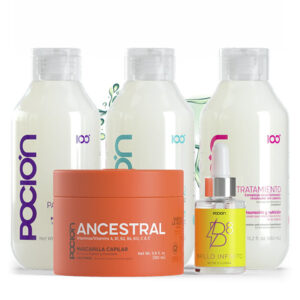 kit reparacion profunda la pocion shampoo + tratamiento + crema dual + mascarilla ancestral + oleo capilar b8 matices cosmetics