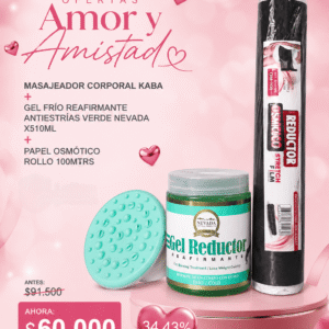 kit oferta gel reductor nevada+masajeador corporal kaba+rollo film osmotico