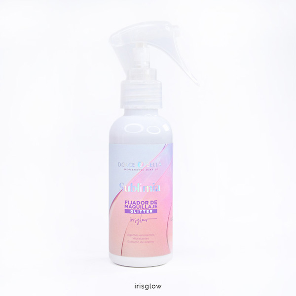 fijador maquillaje con glitter dolce bella iris glow 110 ml matices cosmetics