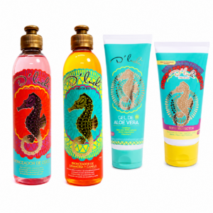 kit bronceo y proteccion dluchi bronceador coco + bronceador zanahoraia y canela + gel aloe vera + bloqueador