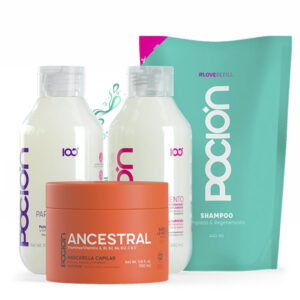 kit reparacion con doypack la pocion crema dual + tratamiento + mascarilla ancestral + repuesto shampoo matices cosmetics